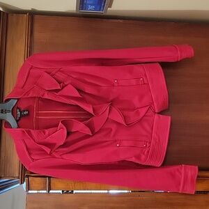 WHBM | Red Moto Style Office Jacket with Ruffle Detail - size 10P